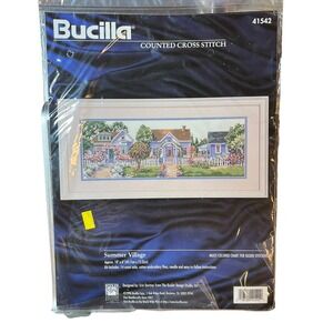 Bucilla Counted Cross Stitch Kit Summer Village 18x6 Erin Dertner 1996 Sealed